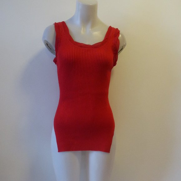 *Womens 3.1 Phillip Lim Red Ribbed Silk Blend Sleeveless Top M - Picture 2 of 11